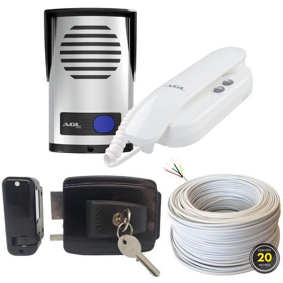 Kit Porteiro Eletrônico Interfone + Fechadura + 20m Cabo Menor preço em Kit Porteiro Eletrônico Interfone + Fechadura + 20m Cabo