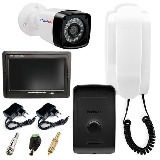 Imagem de Kit Porteiro Intelbras IPR 1010 + Câmera Full HD 1080p 2MP Bullet 20 Metros + Tela 7 polegadas LCD