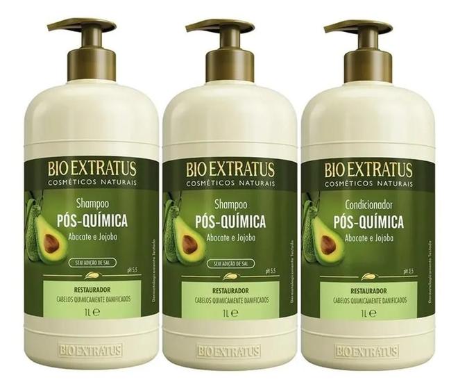 Kit Pós Química 2 Shampoos 1 Litro Cada + 1 Condicionador 1 Litro Bio
