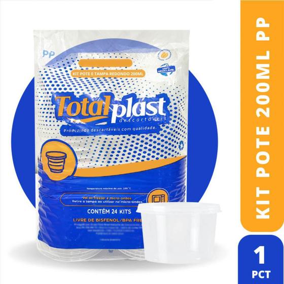 Imagem de Kit Pote 200Ml Pp Totalplast C/24Un