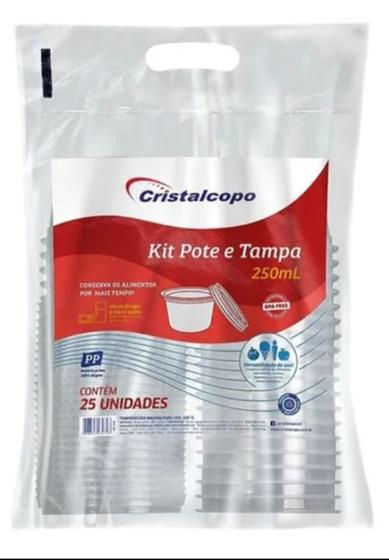 Imagem de Kit pote e tampa 250ml cristal pct 25un