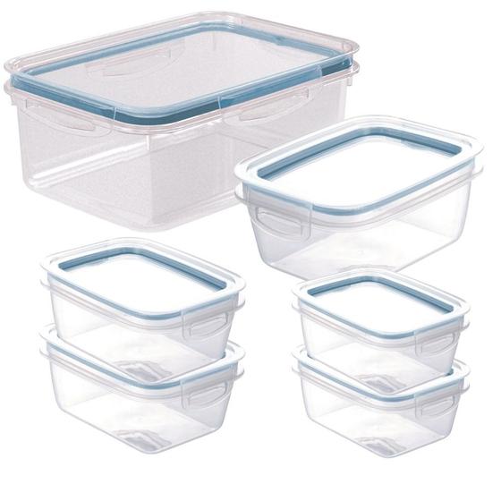 Imagem de Kit pote hermético 2 x 360ml, 2 x 550ml, 1 x 910ml e 1 x 2,6 litros azul Plasutil