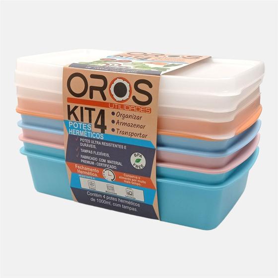 Imagem de Kit Pote Hermético Oros 1000ml - Linha Orion