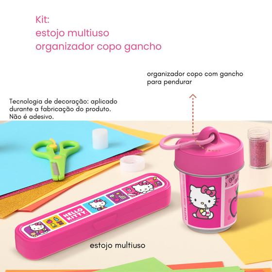 Imagem de Kit Pote Infantil Hello Kitty Marmita Lanche Escolar Organizador Bebê Criança