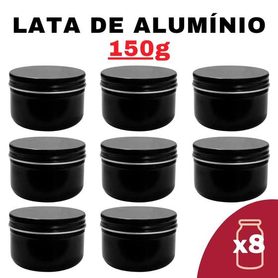 Imagem de Kit Pote Lata de Alumínio Multiuso - Preto - Vela, Creme, Cosméticos e Armazenamento Diverso (150g)