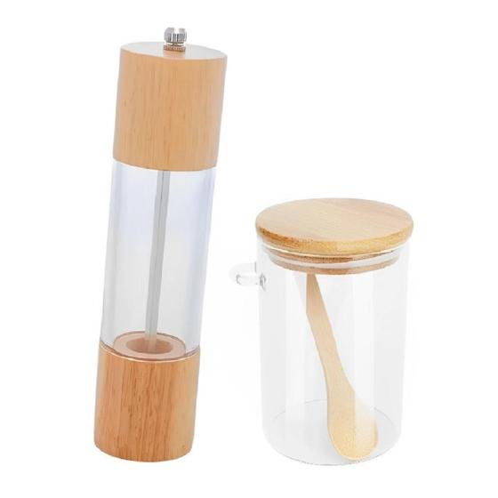 Kit Pote Mantimentos Com Colher 500Ml + Moedor Temperos Sal - Kadê Imagem de Kit Pote Mantimentos Com Colher 500Ml + Moedor Temperos Sal