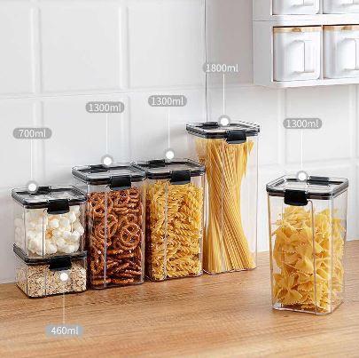 Kit Pote Mantimentos Hermético Quadrado Empilhável Cozinha Acrílico Armazenamento Alimentos Menor preço em Kit Pote Mantimentos Hermético Quadrado Empilhável Cozinha Acrílico Armazenamento Alimentos