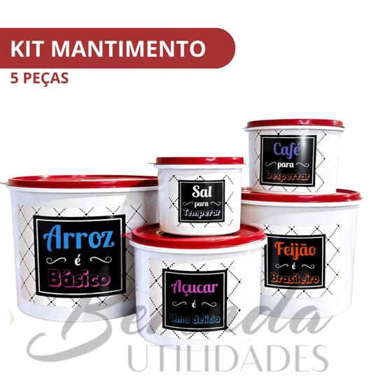 Imagem de kit pote mantimentos plastico 5 potes cozinha decorada tw