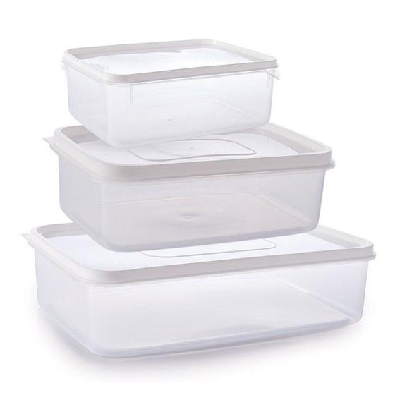 Imagem de Kit Pote Retangular Moduline Freezer e Micro-ondas Super Resistente 3 Tamanhos - Plasútil