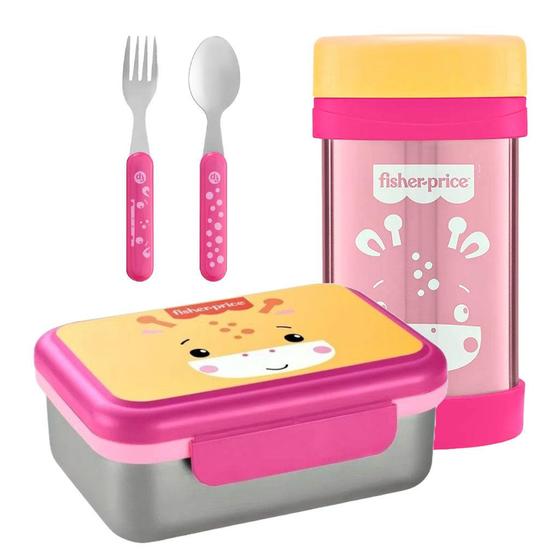 Imagem de Kit Pote Térmico, Bento Box e Talheres Aço Inox Hot & Cold