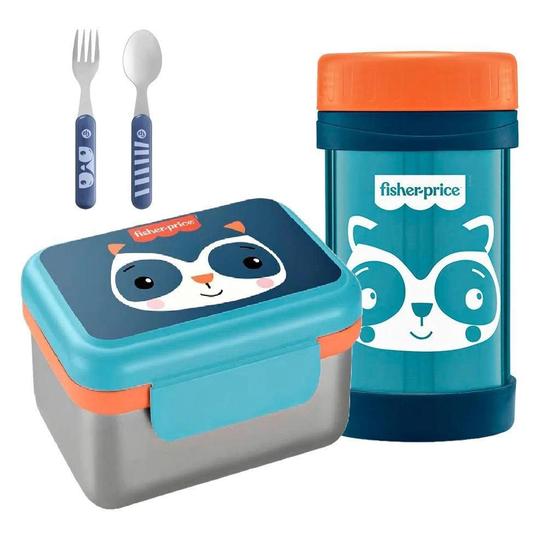 Imagem de Kit Pote Térmico, Bento Box E Talheres Aço Inox Hot & Cold