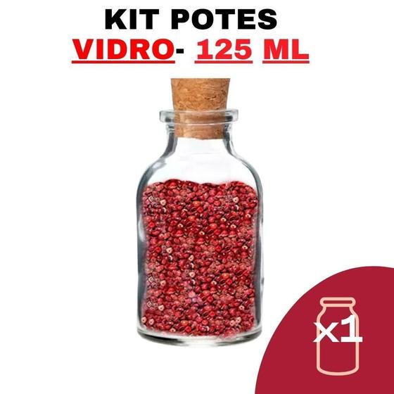 Imagem de Kit Potes De Temperos Condimentos De Vidro 125Ml