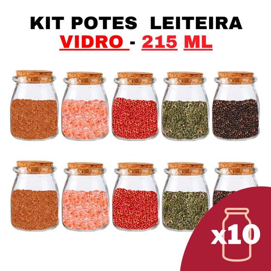 Imagem de Kit Potes De Temperos Condimentos De Vidro Leiteira 215Ml