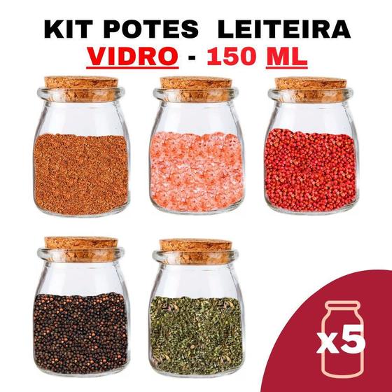Imagem de Kit Potes De Temperos E Condimentos Leiteira Grande 150Ml