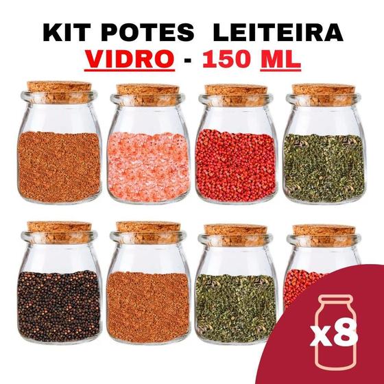 Imagem de Kit Potes De Temperos E Condimentos Leiteira Grande 150Ml