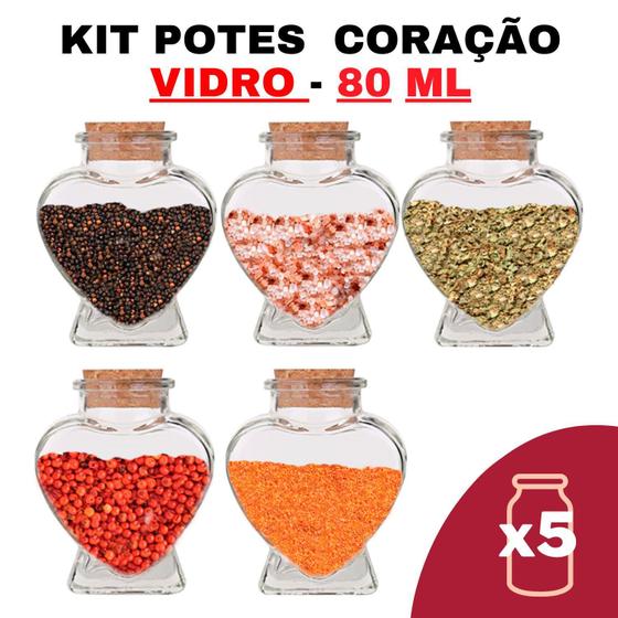 Imagem de Kit Potes De Temperos E Condimentos Tipo Coração 80Ml