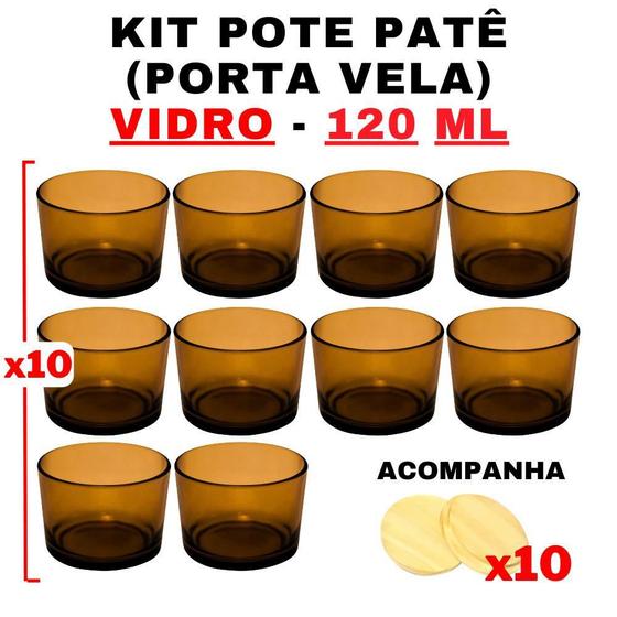 Imagem de Kit Potes De Vidro Patê Ambar C/Tampa 120Ml