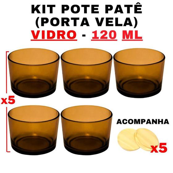 Imagem de Kit Potes De Vidro Patê Ambar C/Tampa 120Ml