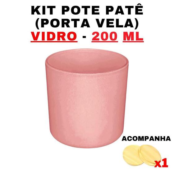 Imagem de Kit Potes de Vidro Patê Rosa Jateado C/Tampa 220ml - Patê - Whisky - Velas - Gourmet - Decoração- Degustação