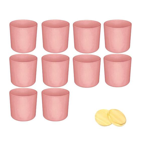 Imagem de Kit Potes De Vidro Patê Rosa Jateado C/Tampa 220Ml