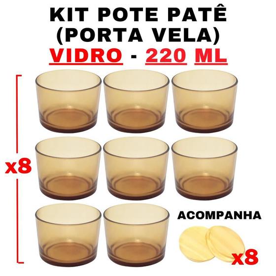 Imagem de Kit Potes De Vidro Patê Translúcido Dourado C/Tampa 220Ml