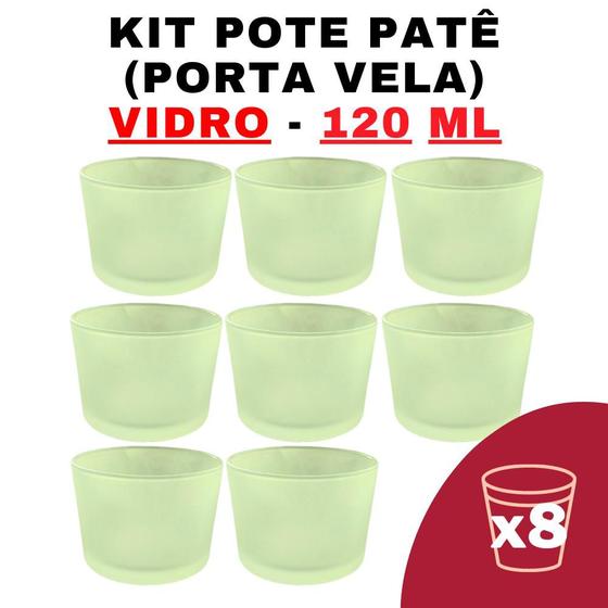 Imagem de Kit Potes de Vidro Patê Verde S/Tampa 120ml - Patê - Whisky - Velas - Gourmet - Decoração- Degustação