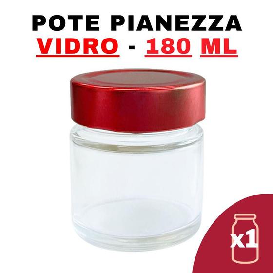 Imagem de Kit Potes De Vidro Pianezza C/Tampa Em Metal Vermelho 180Ml