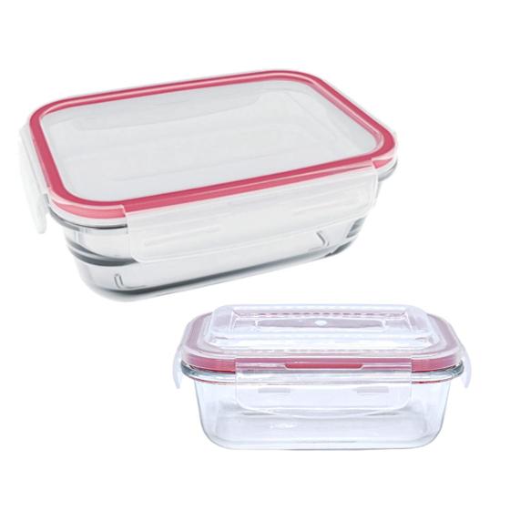Imagem de Kit Potes de Vidro Retangular Hermético (370 e 630 ml) -MEK