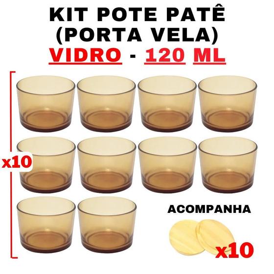 Imagem de Kit Potes De Vidro Translúcido Dourado Patê C/Tampa 120Ml