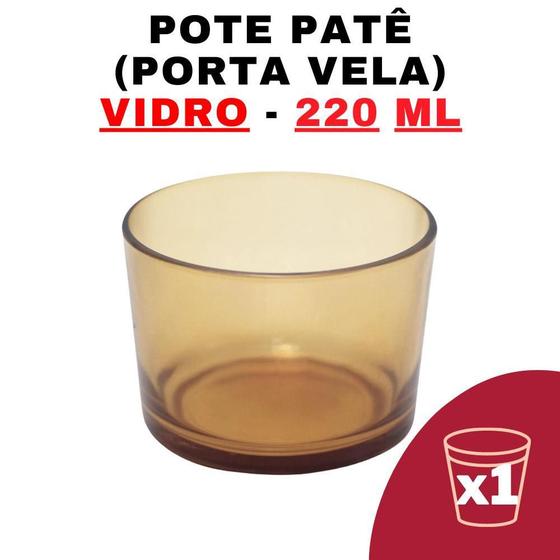 Imagem de Kit Potes De Vidro Translúcido Patê Dourado S/ Tampa 220Ml