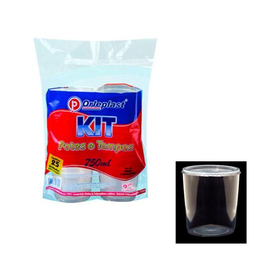 Imagem de Kit Potes E Tampas 750ml - 25 Un - Orleplast