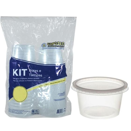 Imagem de Kit Potes E Tampas Pp 780Ml Transparente 25Un Copozan