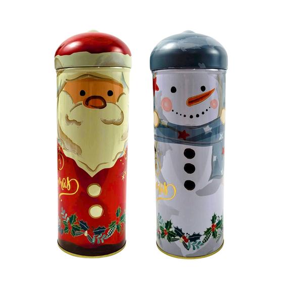 Imagem de Kit Potes Natalinos de Metal 25x8cm - Papai Noel - 2pc