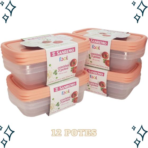 Imagem de Kit Potes Plastico 12 Peças Sanremo 785ml Freezer Microondas