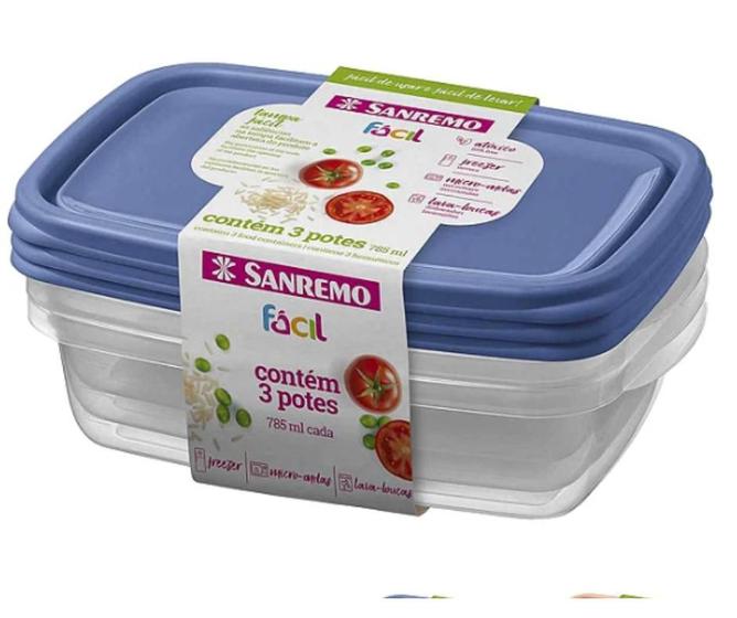 Imagem de Kit Potes Plastico 9 Peças Sanremo 785ml Freezer Microondas