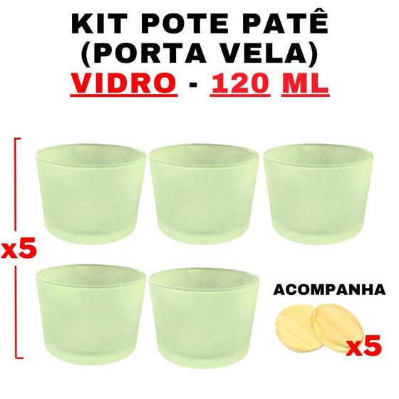 Imagem de Kit Potes Vidro Patê Verde c/ Tampa 120ml (5 unidades)