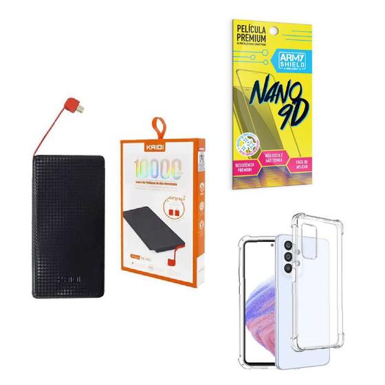 Imagem de Kit Power Bank 10.000mAh + Capinha Samsung A53 + Película 9D