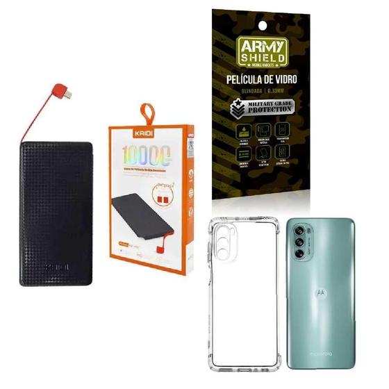 Imagem de Kit Power Bank 10000Mah + Capinha Motorola G62 + Película 3D