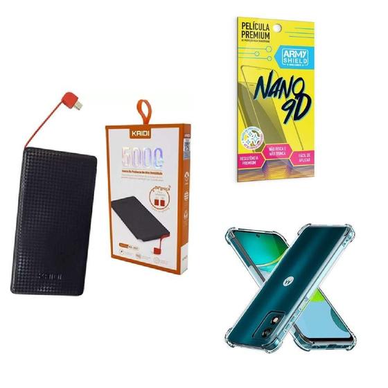 Imagem de Kit Power Bank 5.000Mah + Capinha Motorola E13 + Película 9D