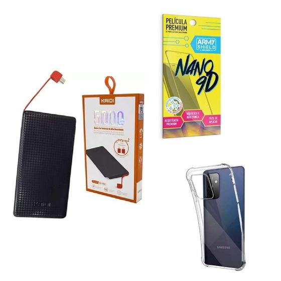 Imagem de Kit Power Bank 5.000Mah + Capinha Samsung A72 + Película 9D