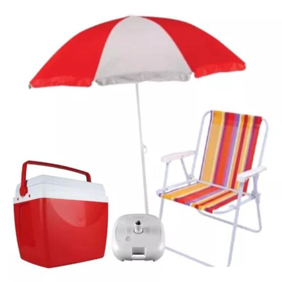 Imagem de Kit Praia Guarda Sol Com Cooler + Base Pguarda Sol