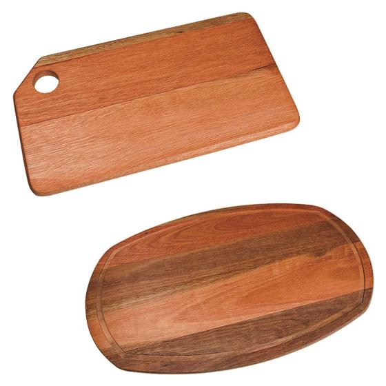 Imagem de Kit Prancha oval 50x30 e tábua com furo 32x16 de pau madeira