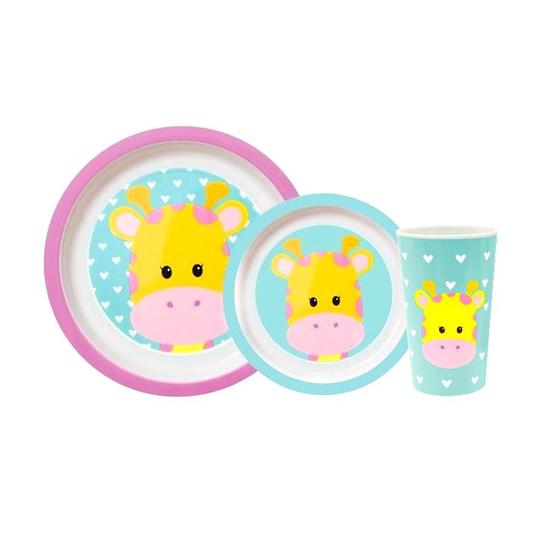 Imagem de Kit Pratinho De Bebe Com Bowl E Copinho Girafinha