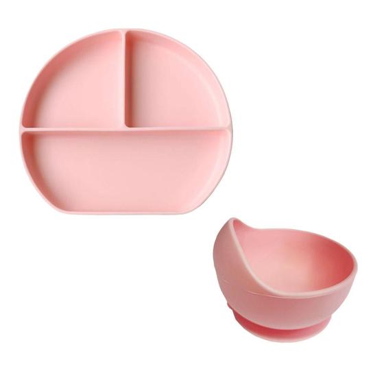 Imagem de Kit Pratinho E Bowl Em Silicone Com Ventosa - Letoy - Rosa