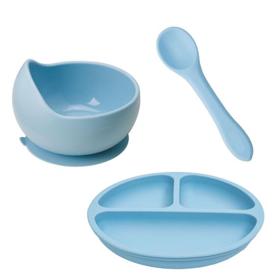 Imagem de Kit Prato infantil bowl Introdução alimentar Colher Silicone Buba