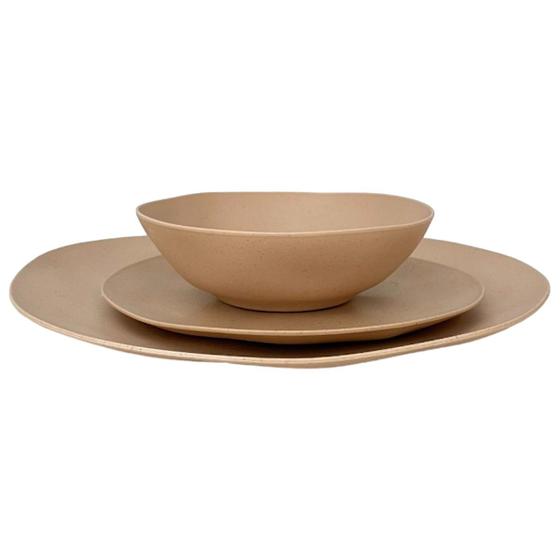 Imagem de Kit Prato Refeição Sobremesa Bowl Organic Terracota Bambu PP