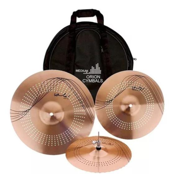 Imagem de Kit Pratos Orion Ws90 14 18 20 Whisper Bronze B10 C/ Bag Cor Dourado