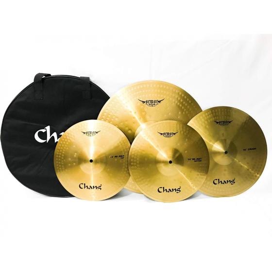 Imagem de Kit Pratos Para Bateria Chang Armor Brass 14/16/20 + Bag