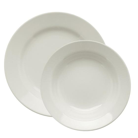 Kit Pratos Rasos e Fundos Donna Branco 4 Peças Oxford Cerâmica - Prato ...