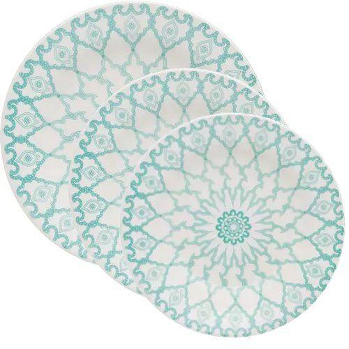 Imagem de Kit Pratos Rasos Fundos e Sobremesa Donna Mandala Oxford Cerâmica 12 Peças